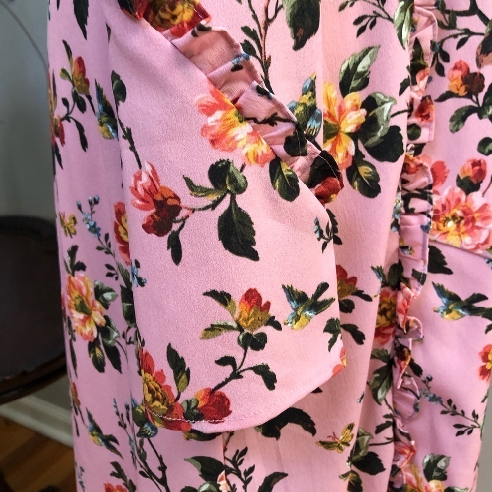 TOPSHOP pinkish rose floral dress long sleeve lightweight size 10 - Picture 8 of 16